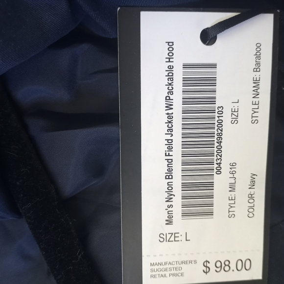 Denim and Dry Goods Indigo Star NWT Navy Nylon Blend Field Coat W Packable Hood - Picture 11 of 14